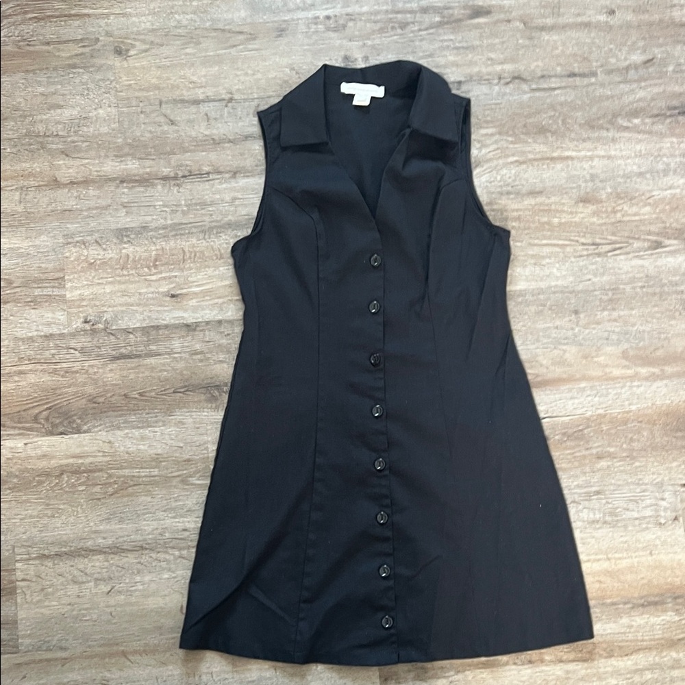 Chic Black Button-Down Mini Dress
